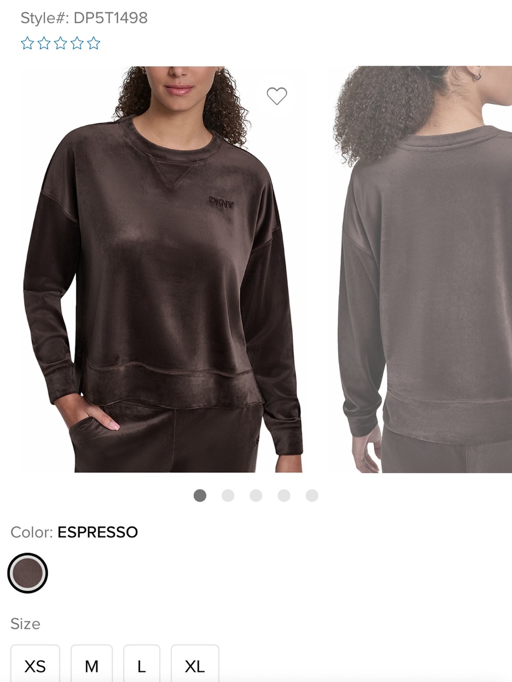 DKNY Dark Brown Velour Women's Jogging Set